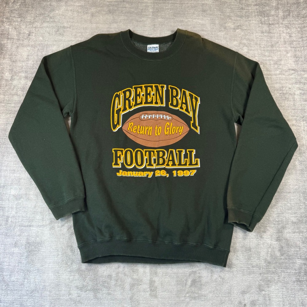 Green Bay Packers Sweatshirt Mens Large Green Vtg 1997 Return to Glory Football